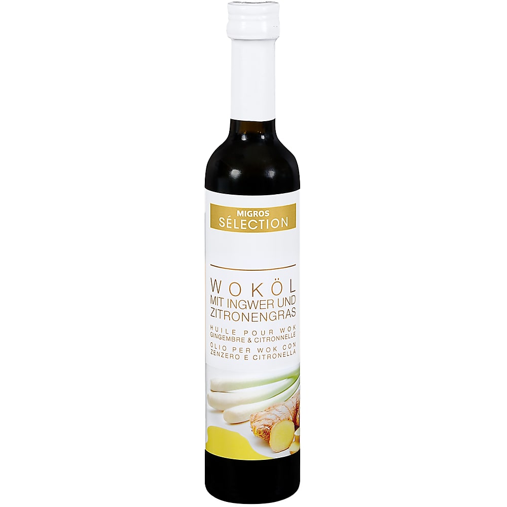 Migros Rapsöl Sélection · Rapsöl kaltgepresst · Woköl, mit Zitronengrasöl und Ingwer ...