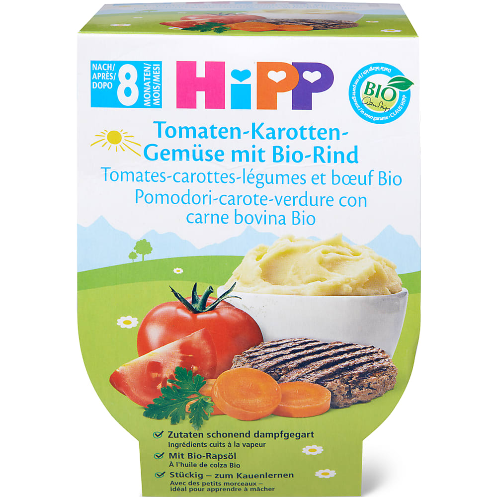 HiPP Baby Bio Menu · Tomaten-Karotten-Gemüse mit Bio-Rind · Nach 8 ...