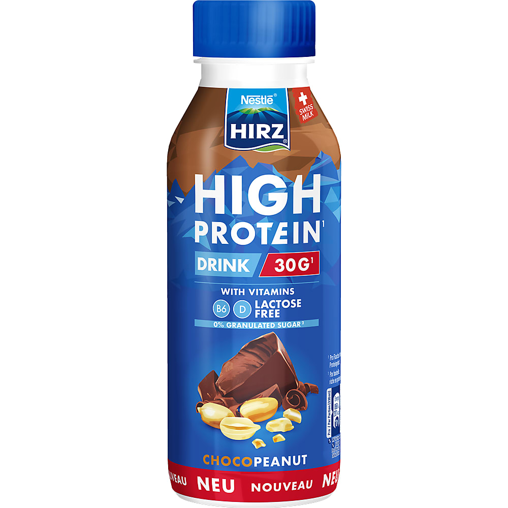 Buy Nestlé Hirz High Protein Drink · Lactose free milk drink · ChocoPeanut • Migros Online