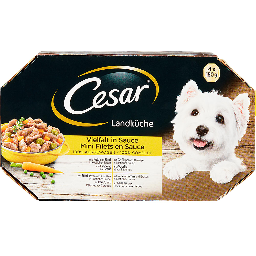 Kaufen Cesar Culinaria · Hundefutter für ausgewachsene Hunde · Poulet, Truthahn, Lamm, Rind und