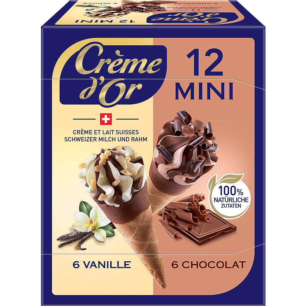 Achat Crème d'or Mini · Mini · 6 Vanille & 6 Chocolat • Migros