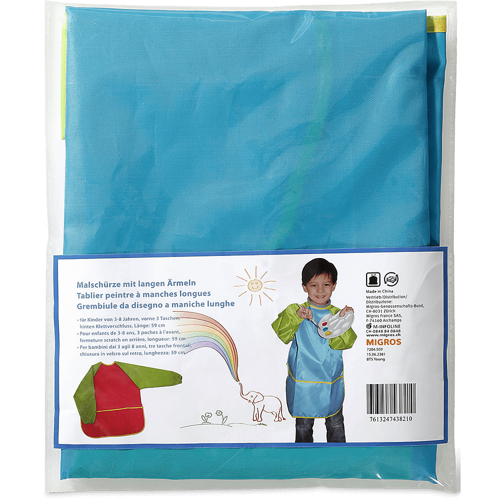 Kinder Malschürze Mit Langen Ärmeln - Wasserdicht Mit 3 Taschen