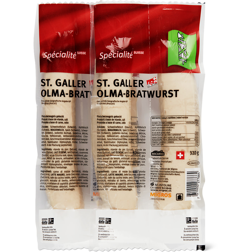 Buy Spécialité Suisse · StGaller OlmaBratwurst · 2x2 pièces • Migros