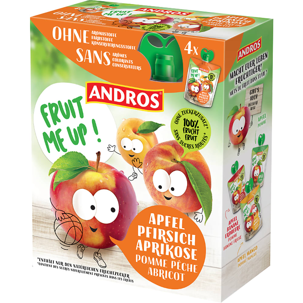 Achat Andros Fruit Me Up ! · Compote · Pomme, pêche et abricot • Migros