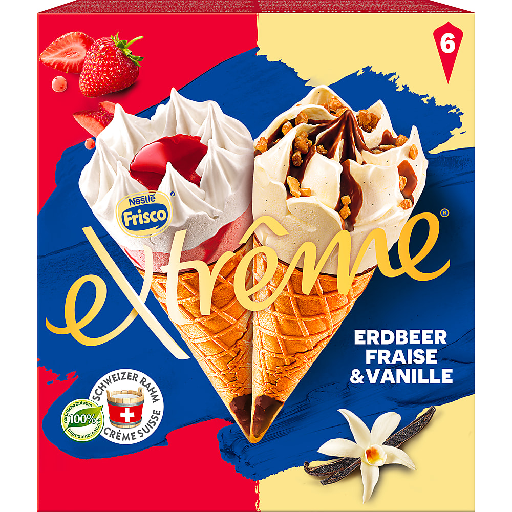 Achat Extrême · · 3x Fraise, 3x Vanille • Migros