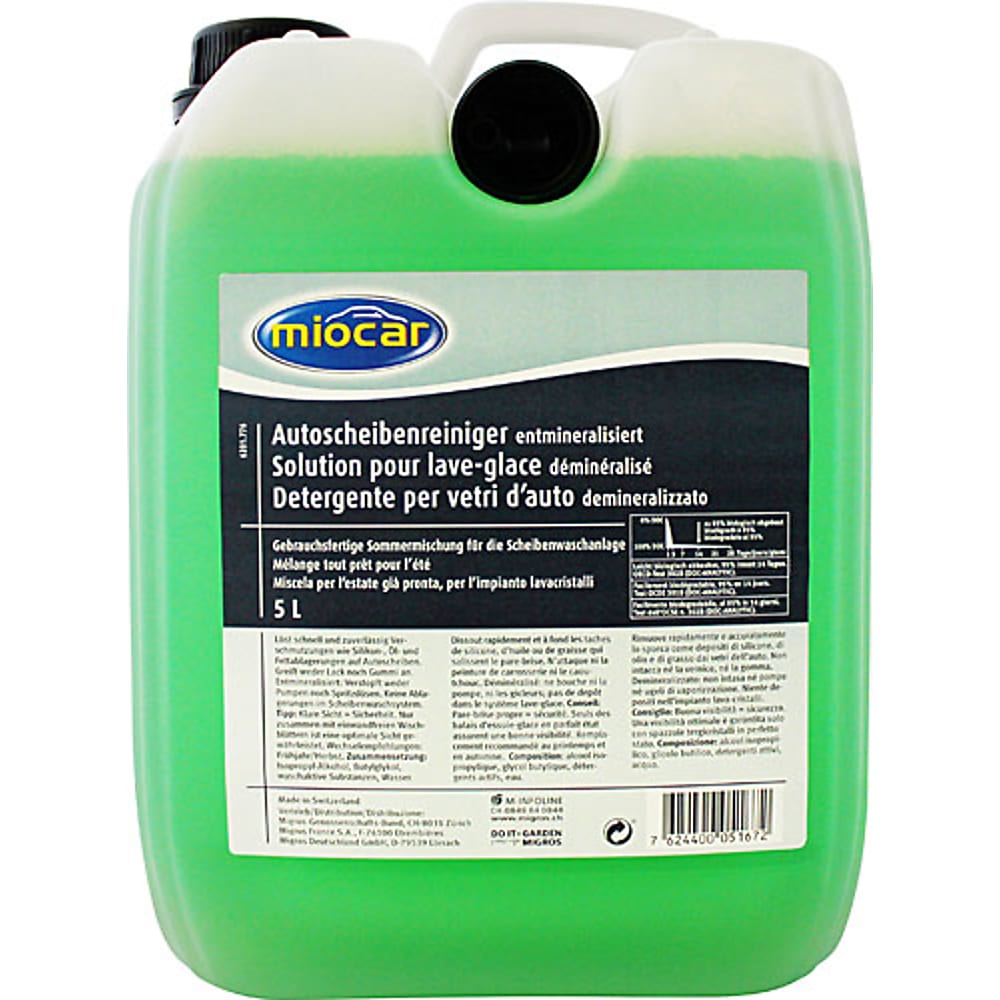 Kaufen Miocar · Autoscheibenreiniger - Entmineralisiert · Sommer  Fertigmischung • Migros