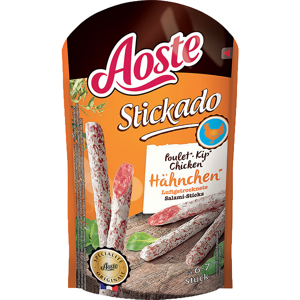 Aoste Stickado · Minisalami from tender chicken meat · 100 chickens