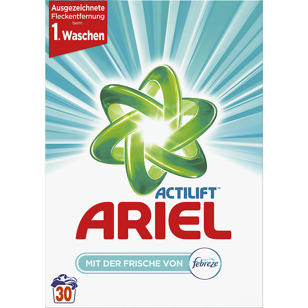 Ariel Actilift · Lessive en poudre · Febreze Touch - 30 Lessives • Migros