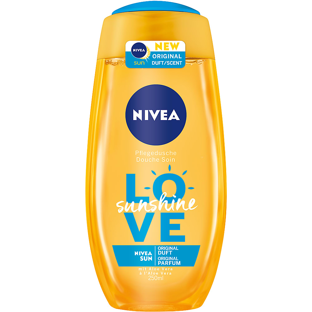 Nivea Shower · Nourishing shower gel · Love Sunshine with Aloe Vera
