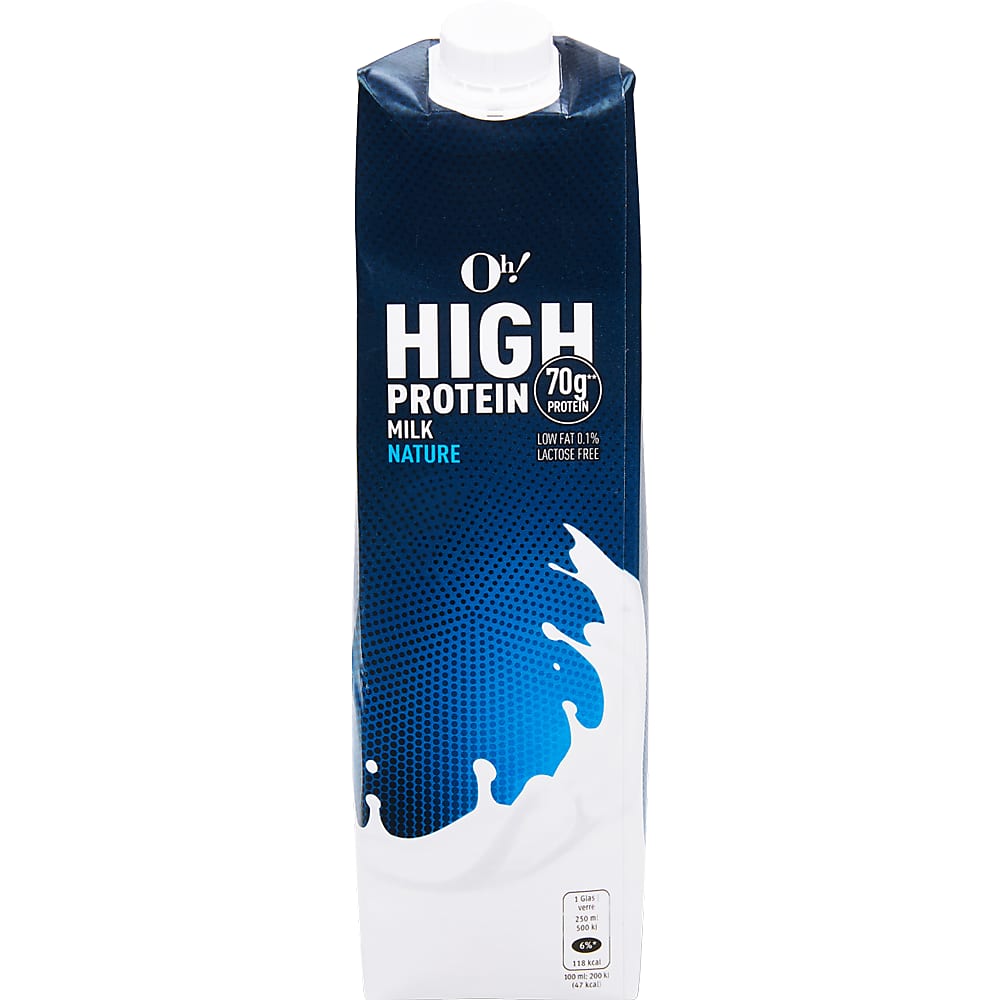 Achat Oh! High Protein Milk · Lait sans lactose · 0.1% de graisse de lait •  Migros