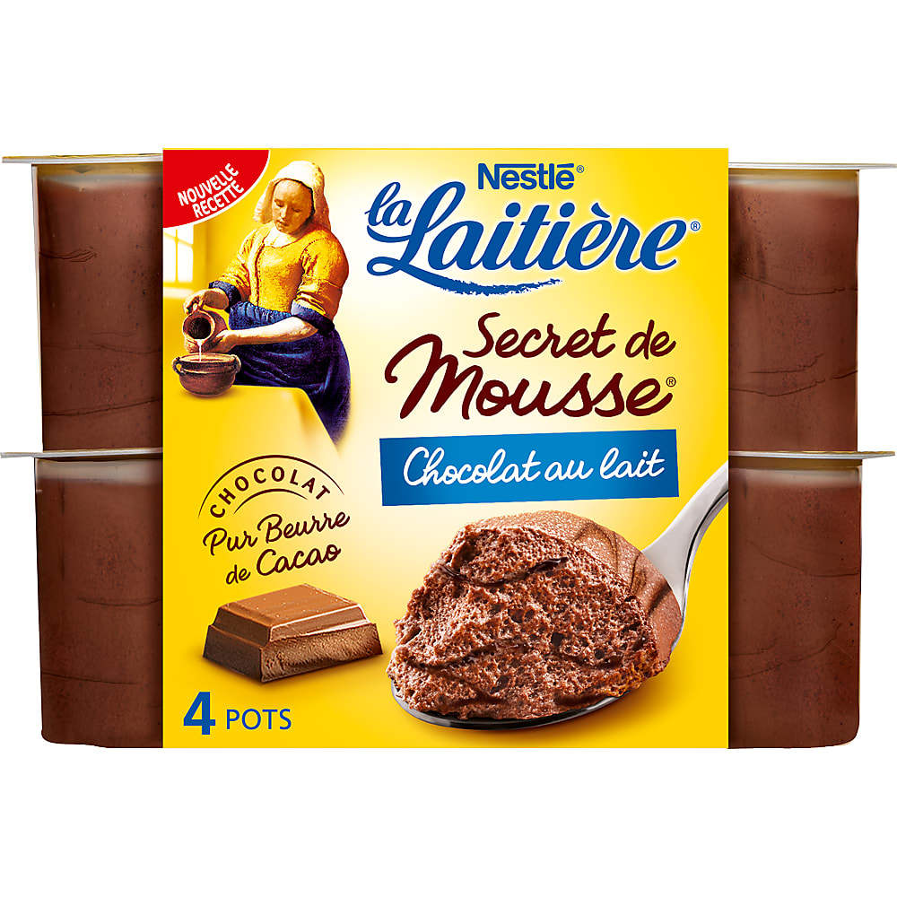 Un petit pot de crème chocolat au lait signé La Laitière
