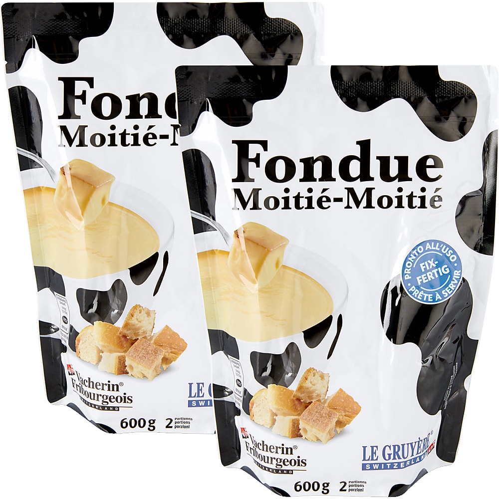 Mifroma Fondue · Fondue MoitiéMoitié · 50 freiburger Vacherin und 50 Greyerzer • Migros