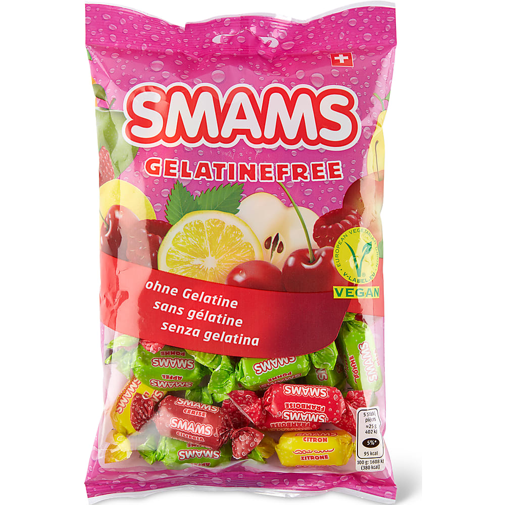 Achat Smams · Bonbons à mâcher · sans gélatine, citron, framboise, pomme et  cerise • Migros