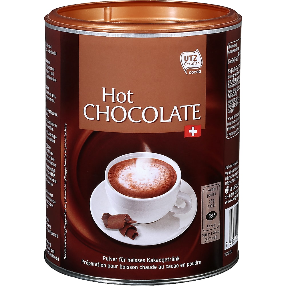 Hot Chocolate · Powder for hot cocoa drink · with powdered cocoa • Migros