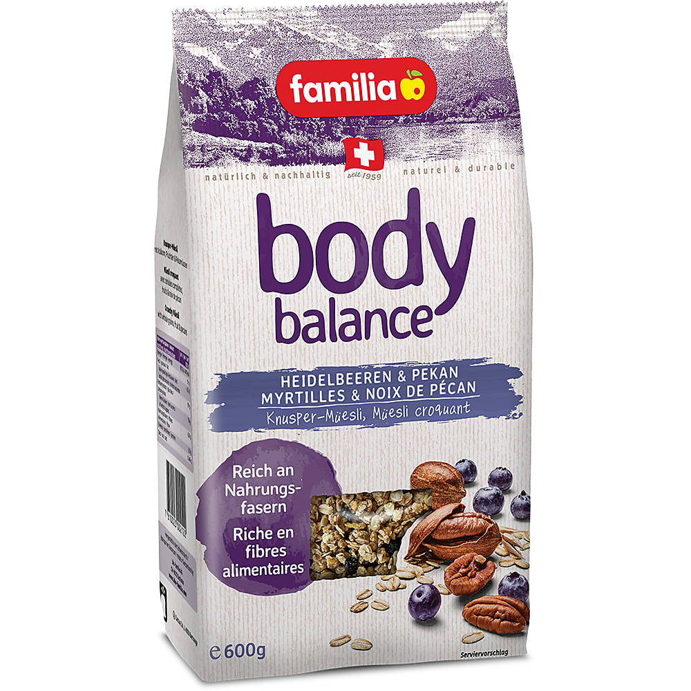 Familia Body Balance · Wholemeal Crunchy Muesli · Blueberry pecan