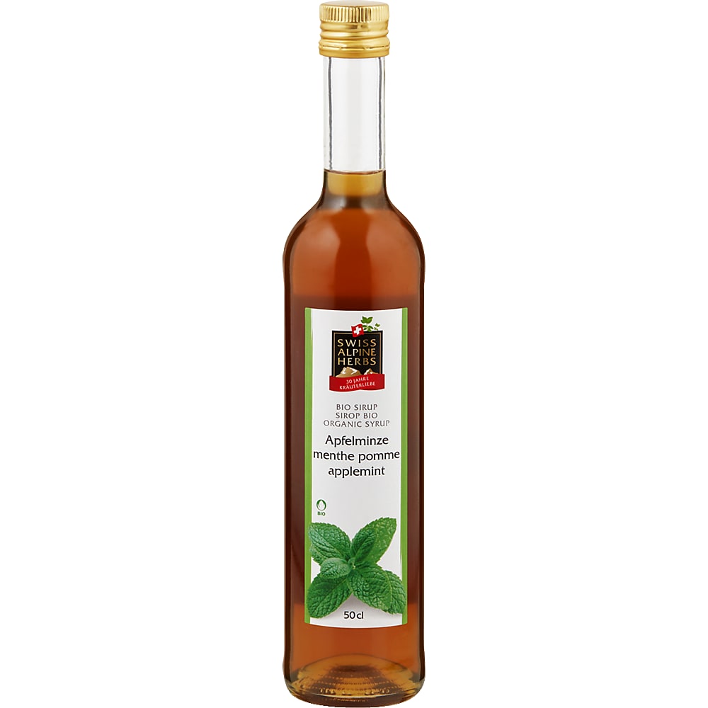 Swiss Alpine Herbs · Bio Sirup · Apfelminze • Migros