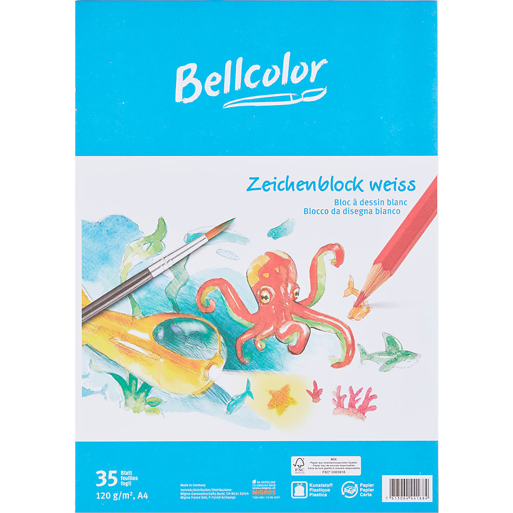 Acquista Bellcolor · Blocco da disegno A4, bianco · 120g/m2 • Migros Online