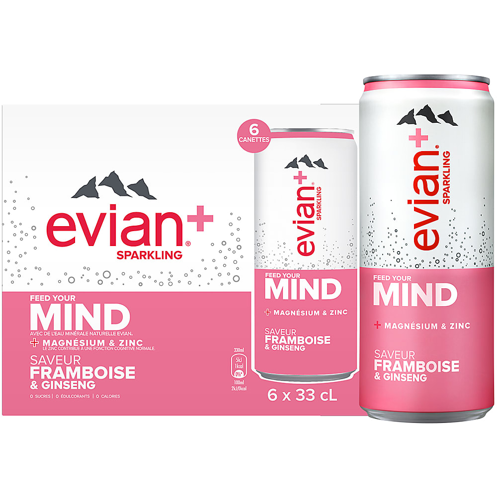 Evian + · carbonated mineral water flavored with magnesium and zinc