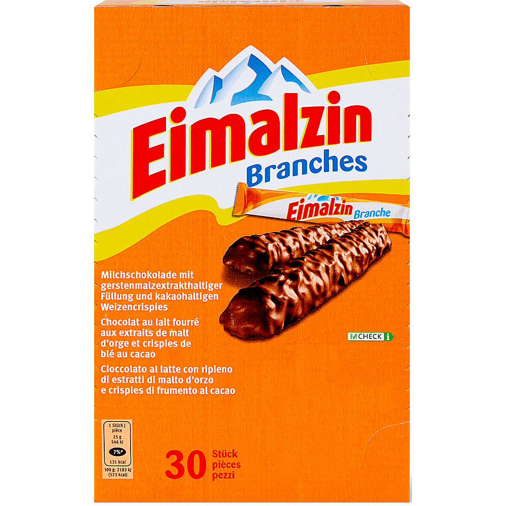 Eimalzin · Chocolat au lait avec extrait de malte et crispies de froment de cacao · Avec