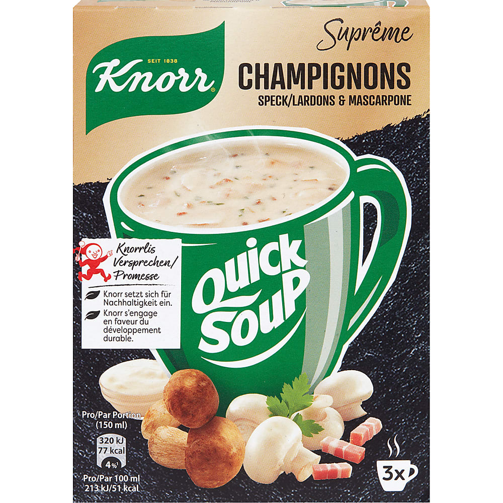 Knorr Supreme Soupe Instant Champignons aux lardons et au mascarpone Migros Online