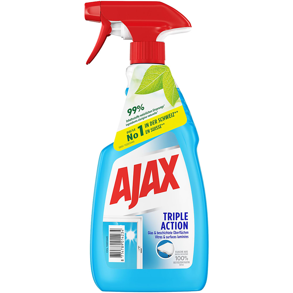 AJAX - Nettoyant Vitre Vaporisateur Transparent - Triple Action - Action  anti-traces - Nettoie en profondeur - Le Flacon de 500 ml : :  Hygiène et Santé