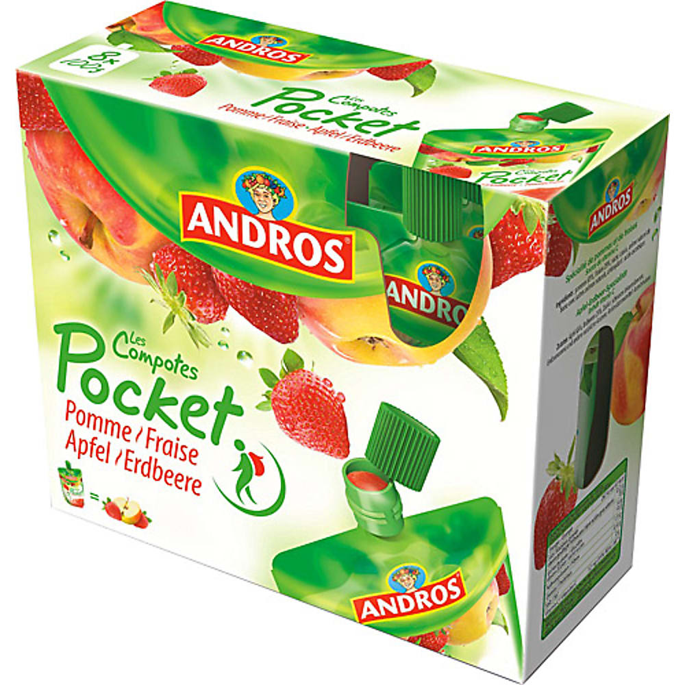 Buy Andros Les Compotes Pocket · Purée de fruits · PommeFraise • Migros