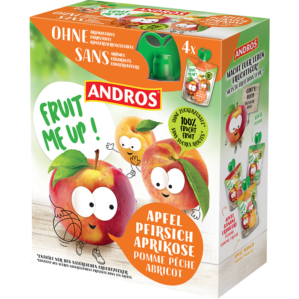Achat Andros Fruit Me Up ! · Compote · Pomme, pêche et abricot • Migros