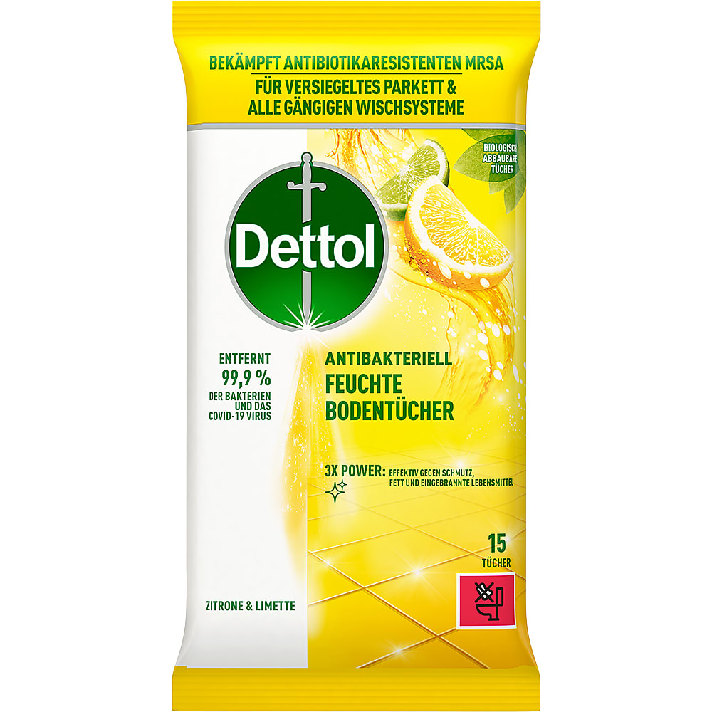 Buy Dettol · Wet floor cleaning wipes · Lemon & lime Extra resistant