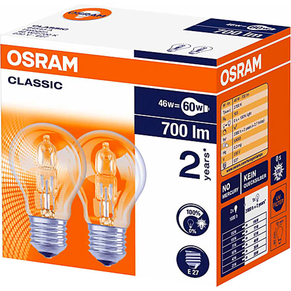 Achat Osram Halogen · Ampoule halogène classic A · 46W E27 • Migros