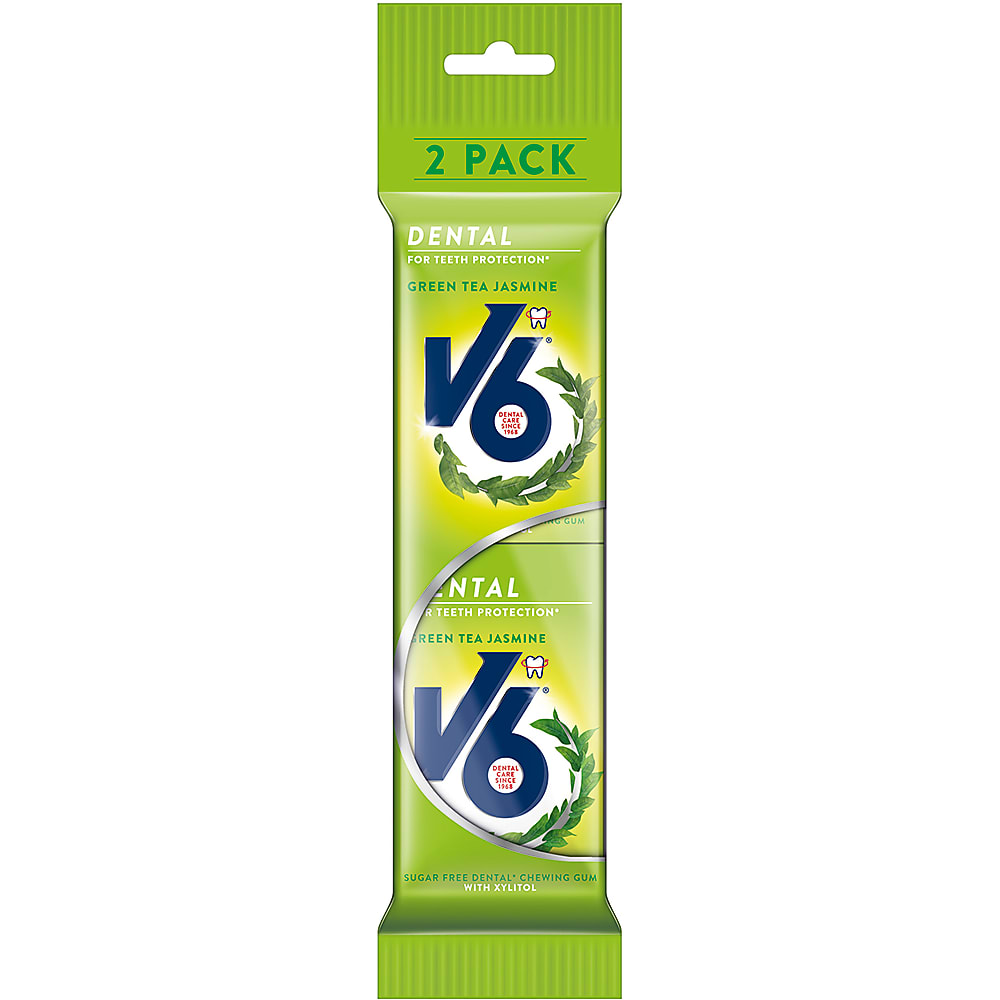 Buy V6 Dental Sugarfree · Chewing Gum sans sucre avec édulcorants · Green Tea Jasmin + Calcium