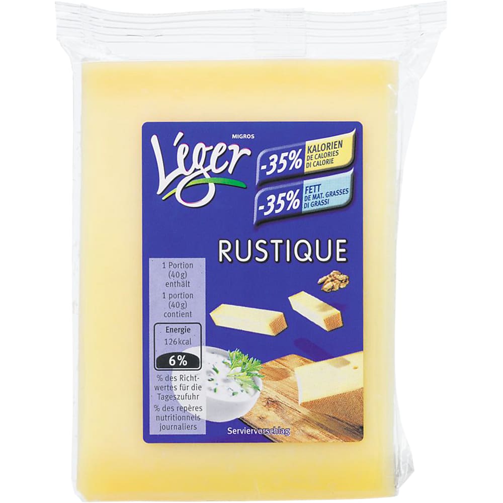 Kaufen Léger Rustique · Fromage Suisse à Pâte Dure Demi Gras à Base De Lait Pasteurisé • Migros 