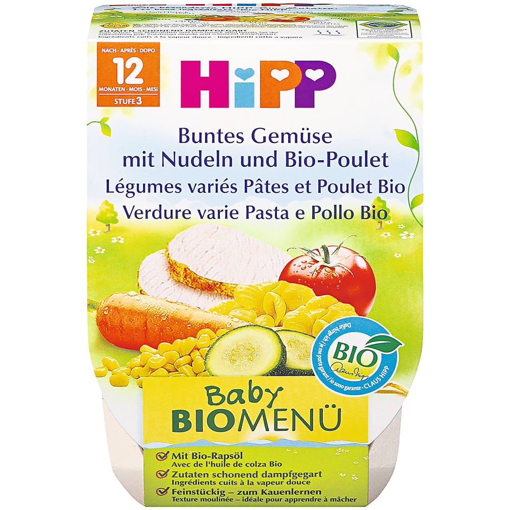 Acquista HiPP Baby Bio Menu · Verdure con pasta e pollo · Dopo 12 mesi ...