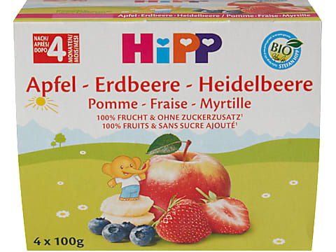 Achat Hipp Pomme Fraise Myrtille Compote 100 Fruits Apres 5 Mois Migros Online