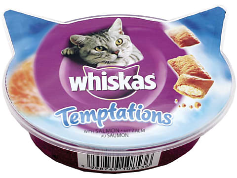Whiskas Temptations Erganzungsfuttermittel fur ausgewachsene Katzen Lachs Migros Online