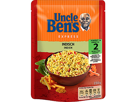 Buy Uncle Ben's Express · Riz précuit à la vapeur · Indien - Riz basmati  aux épices indiennes • Migros