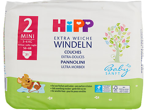 Buy HiPP Babysanft · Extra soft diapers · mini - size 2 - 4-8kg • Migros  Online