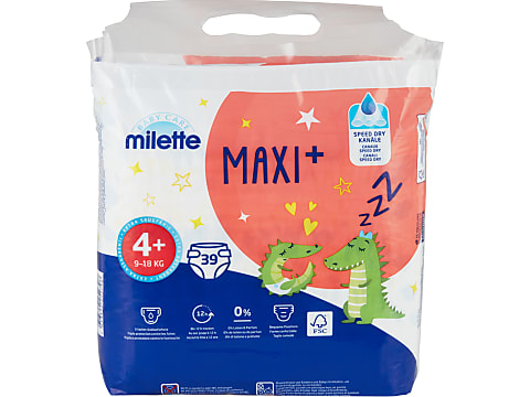 Achat Milette Baby Care · Couches · Maxi+, taille 4+, 9-18 kg • Migros  Online