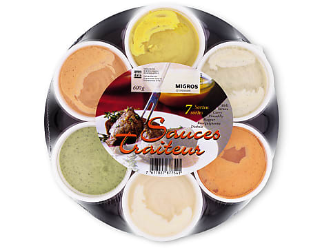 Achat Sauces traiteur · Plateau - 7 sortes · Aïoli, Tartare, Curry